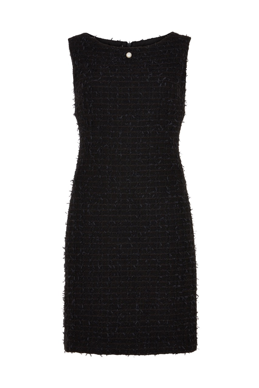 PRE-ORDER: Black Sleeveless Tweed Dress