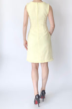 Load image into Gallery viewer, Frayed Sleeveless Tweed Shift Dress - Pale Yellow
