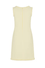 Load image into Gallery viewer, Frayed Sleeveless Tweed Shift Dress - Pale Yellow
