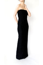 Load image into Gallery viewer, Strapless Full Length Evening Dress - Black Couture Tweed Dress
